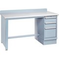 Lista International Technical Workbench w/Tech Leg, 3 Drawer Cabinet, Plastic Laminate Top - Gray XSTB21-60PT/LG